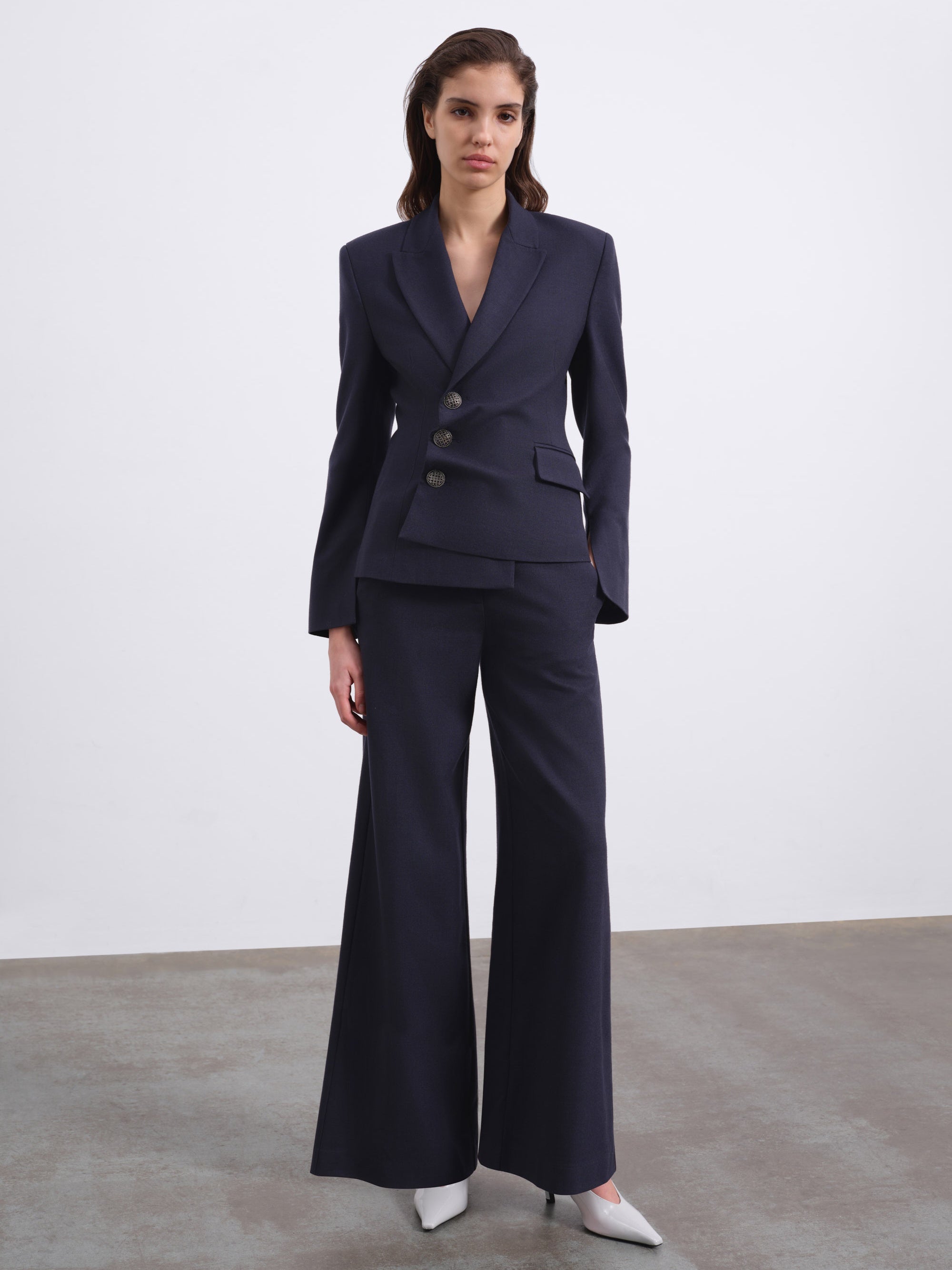 Maren Tailored Wide-Leg Wool Trousers