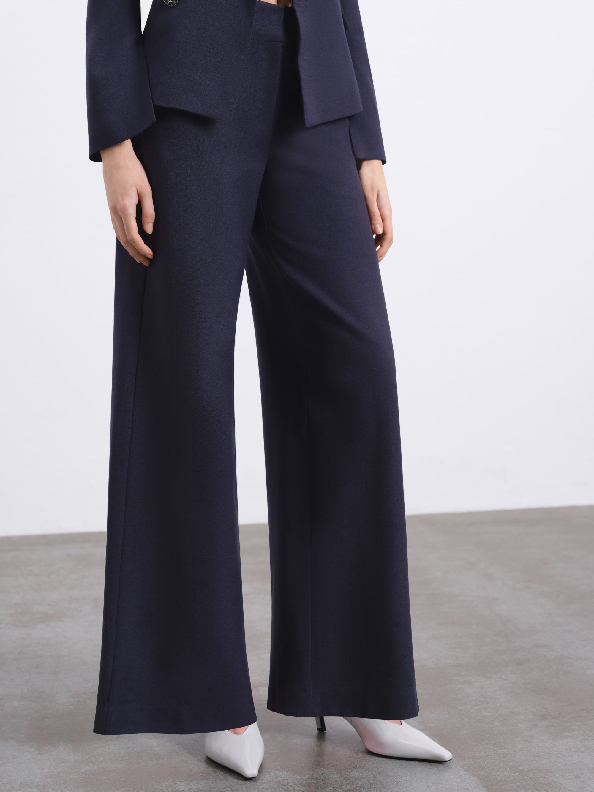 Maren Tailored Wide-Leg Wool Trousers