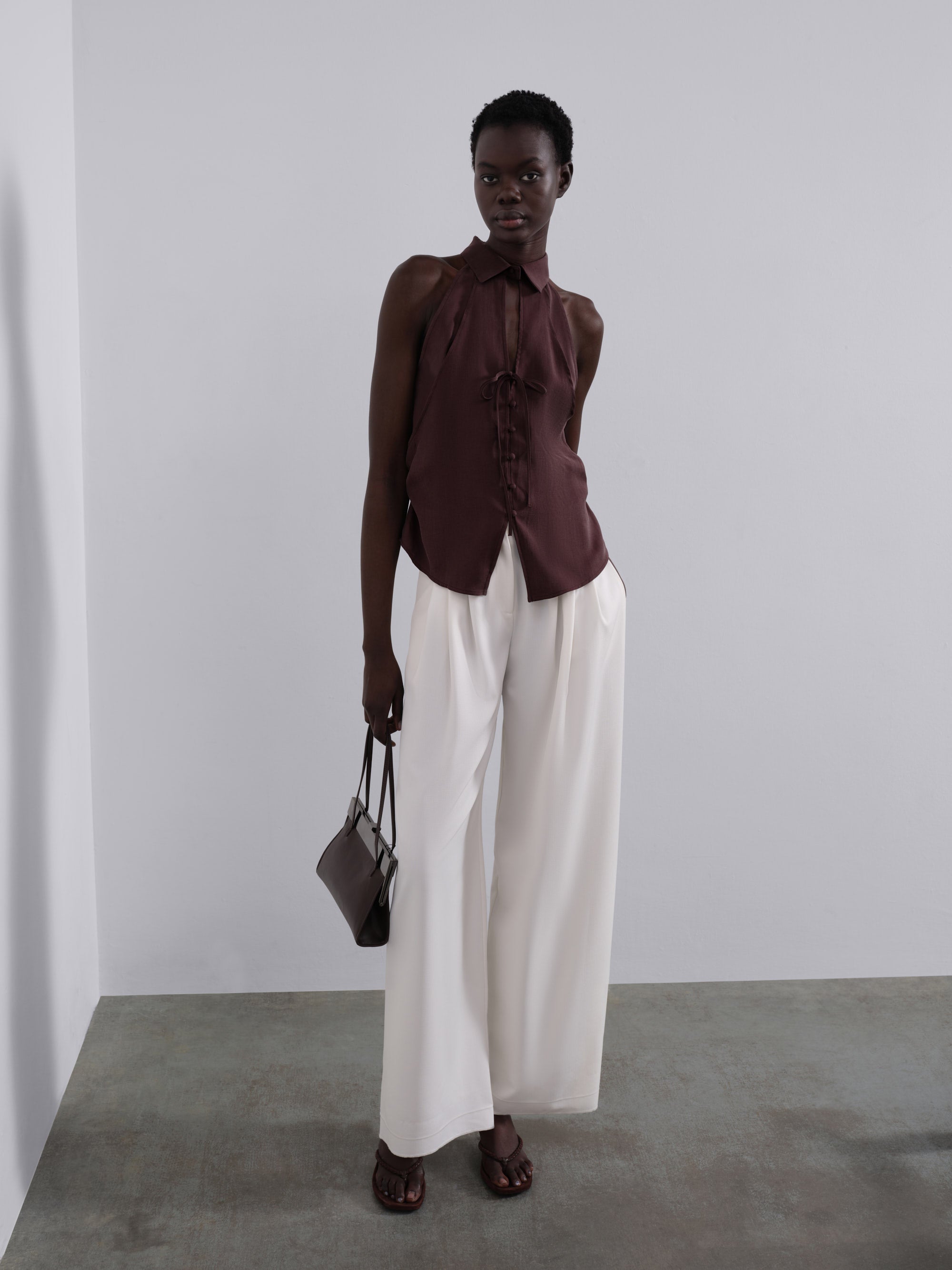Nelia Overlap Halter Shirt