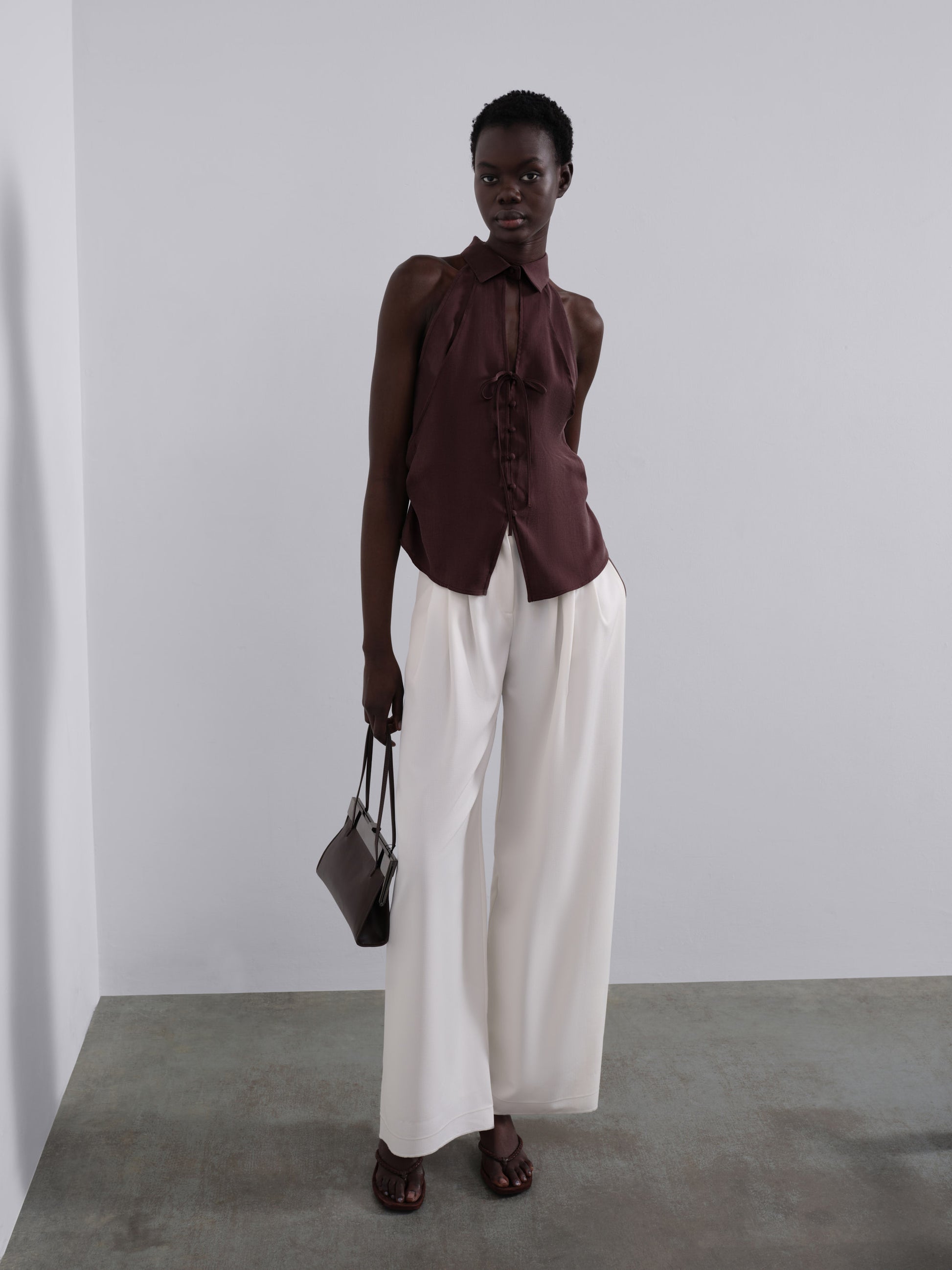 Nelia Overlap Halter Shirt