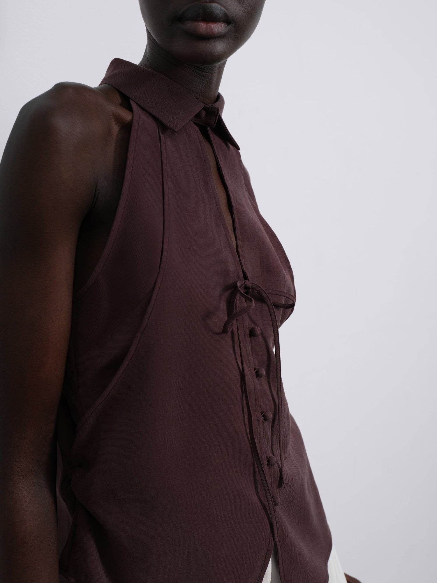 Nelia Overlap Halter Shirt