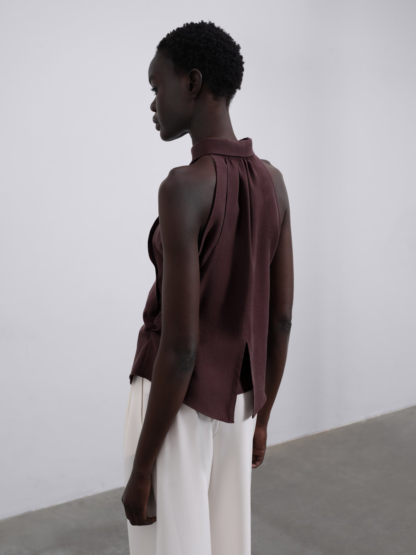 Nelia Overlap Halter Shirt