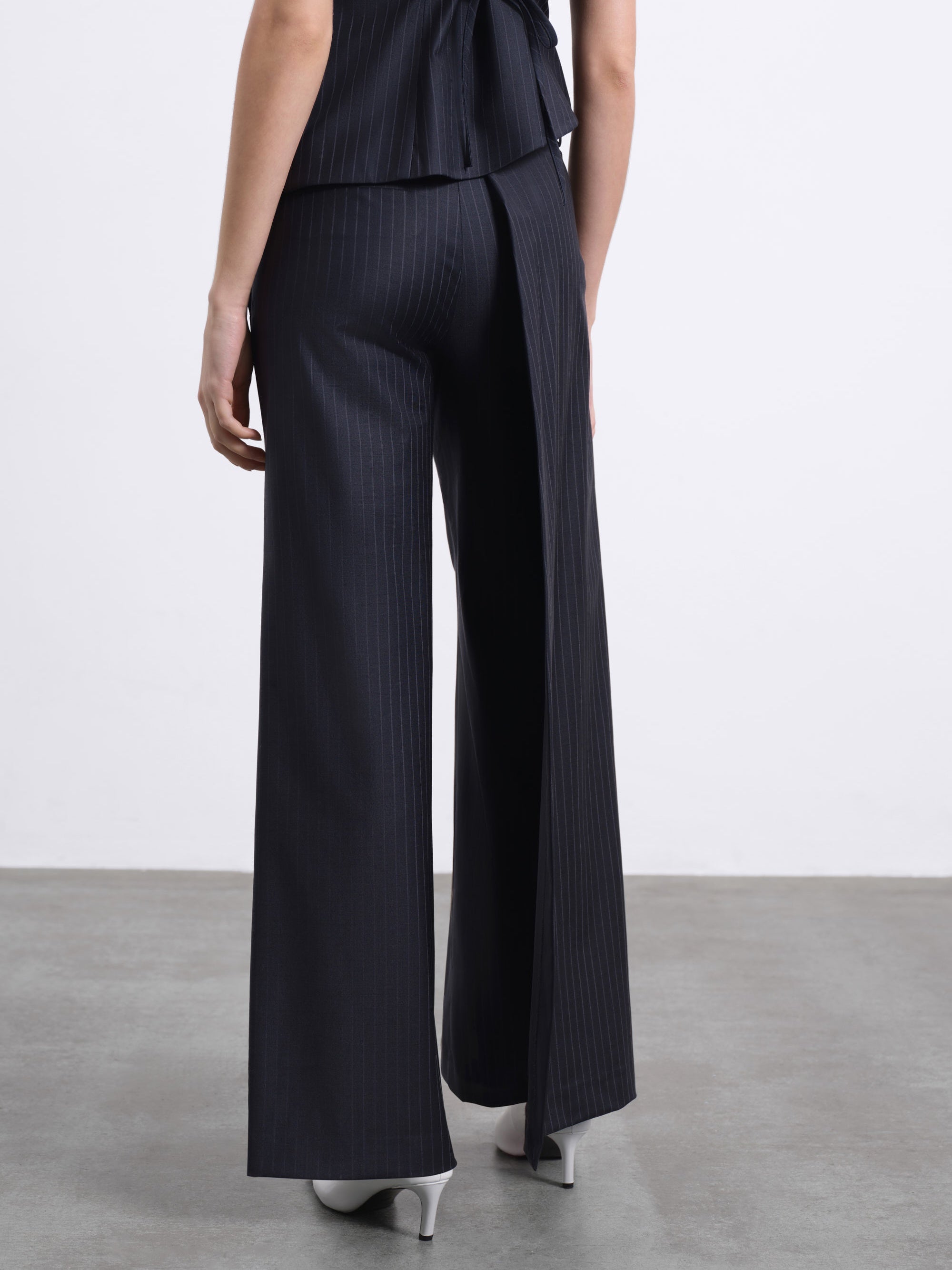 Noira Overlay Wide-Leg Wool Trousers