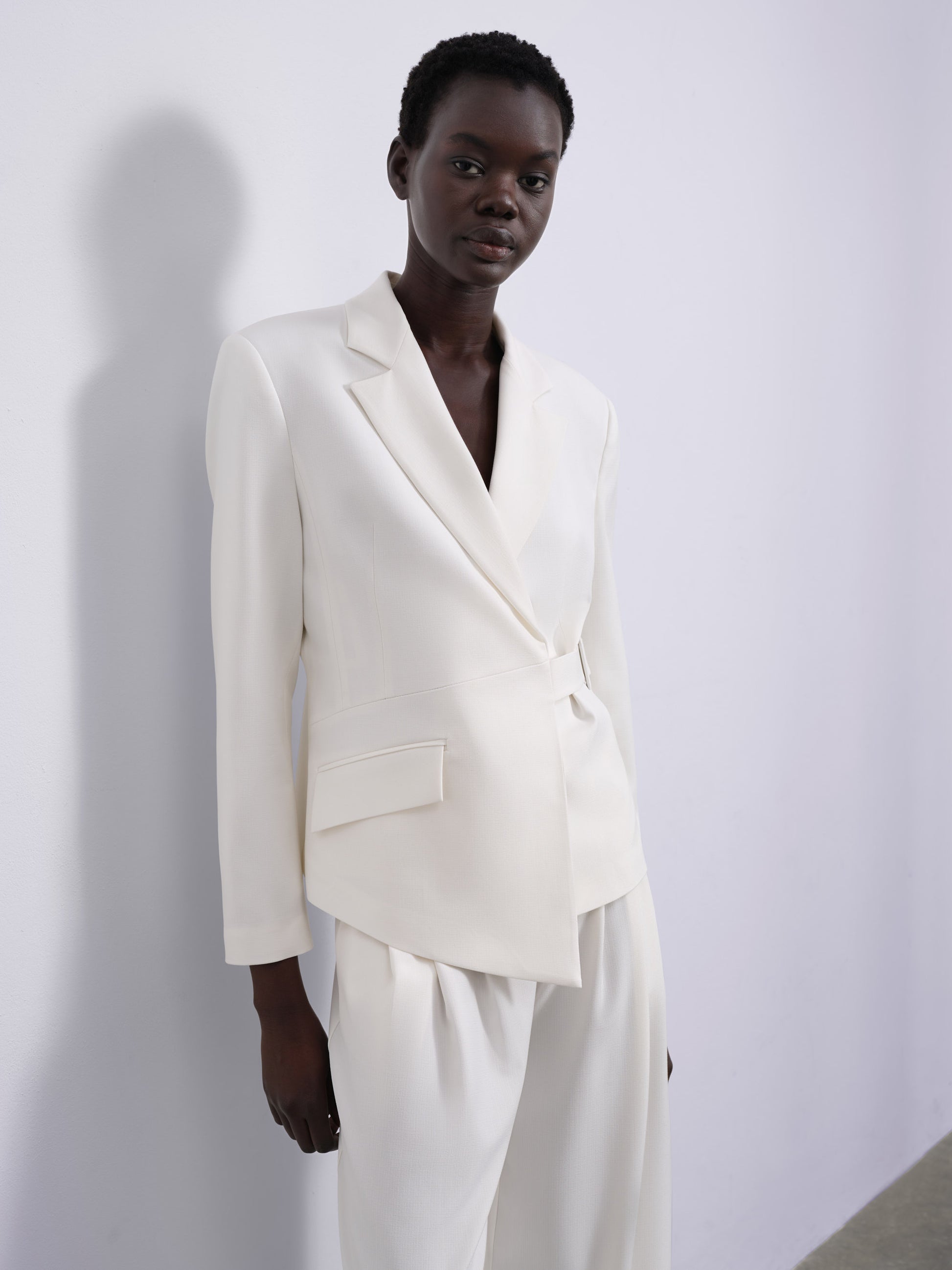 Nore Single-Pocket Asymmetric Wrap Blazer