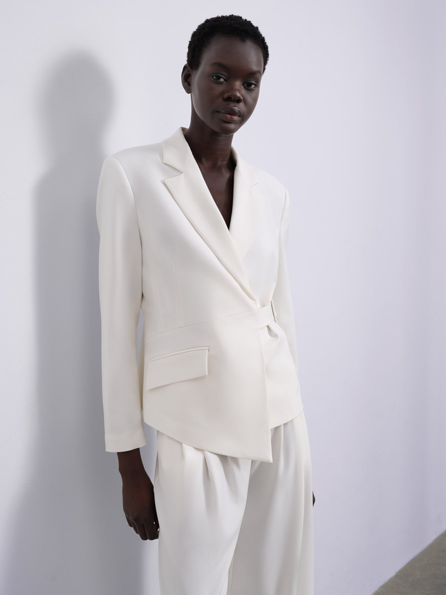 Nore Single-Pocket Asymmetric Wrap Blazer