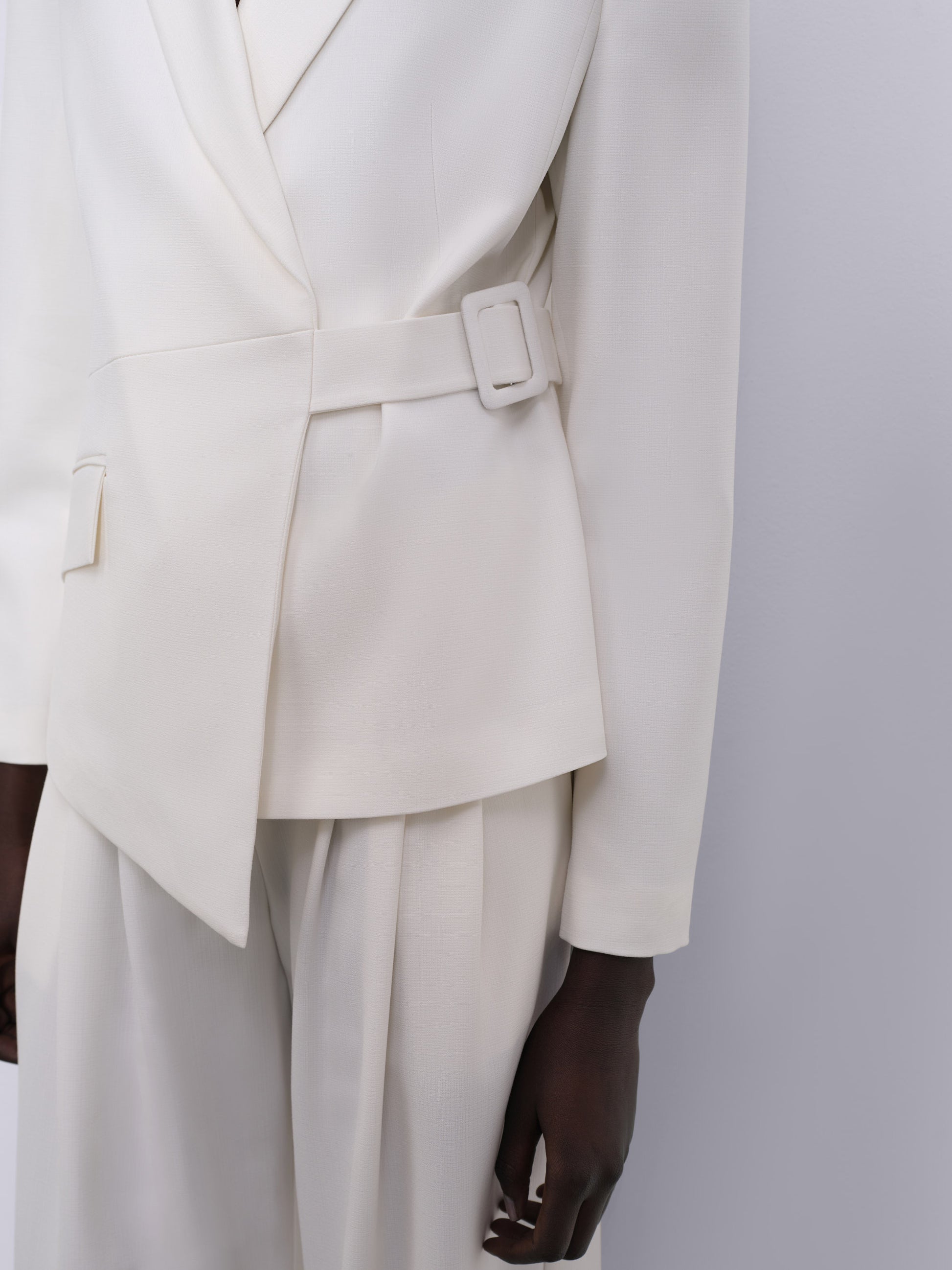 Nore Single-Pocket Asymmetric Wrap Blazer