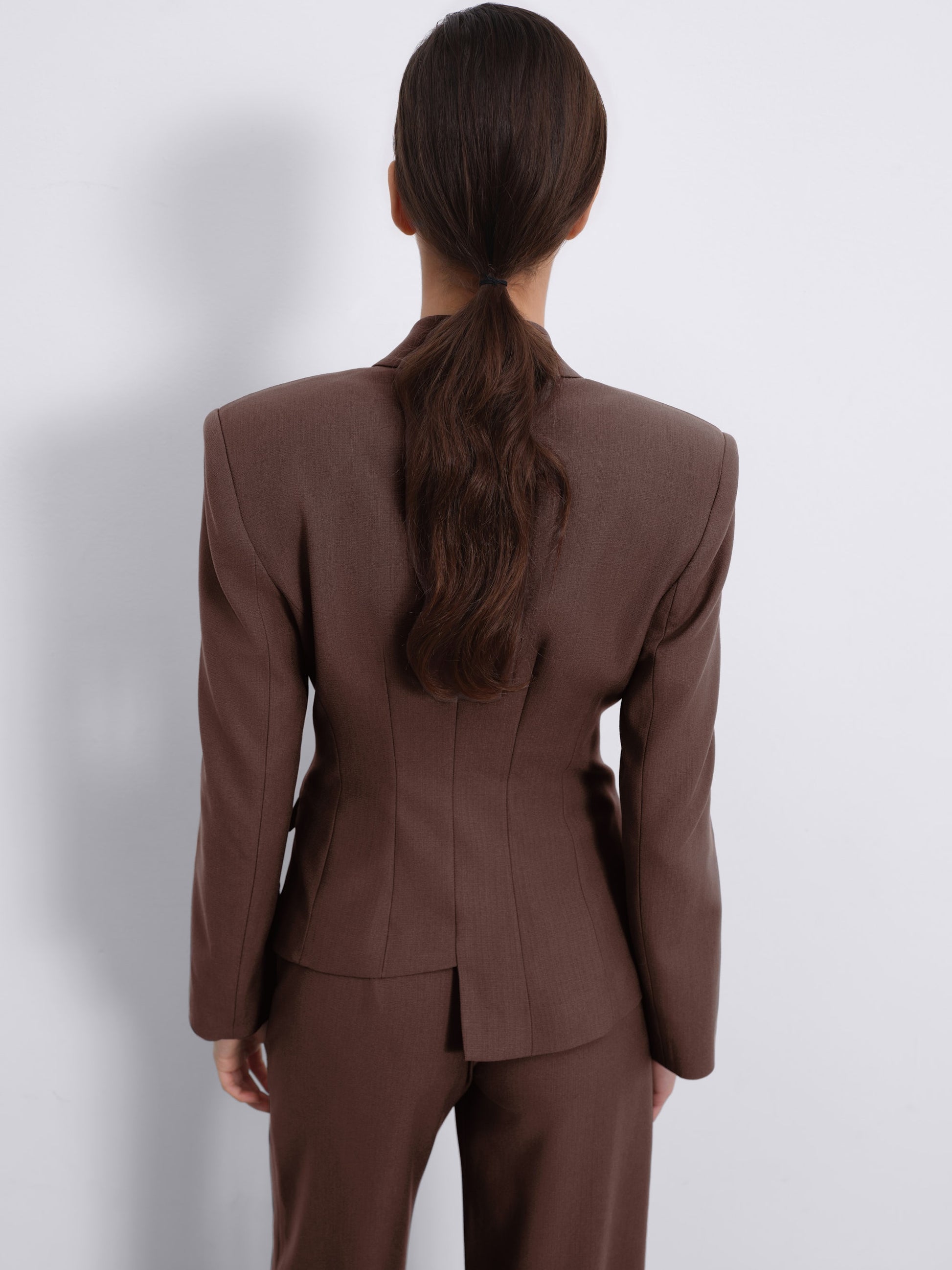 Oris Asymmetric Twist Tailored Blazer — Chocolate
