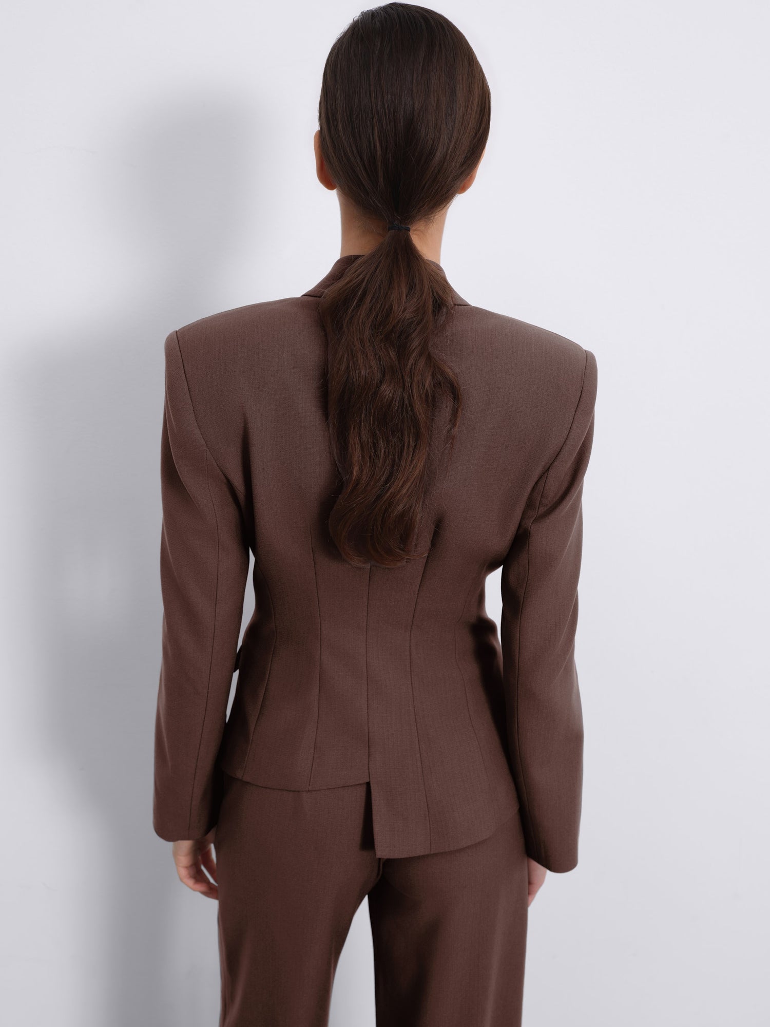 Oris Asymmetric Twist Tailored Blazer — Chocolate