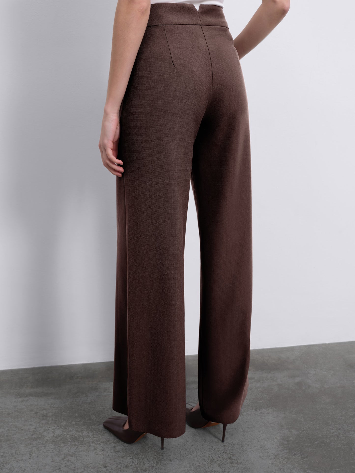 Oris Tailored Wide-Leg Trousers — Chocolate