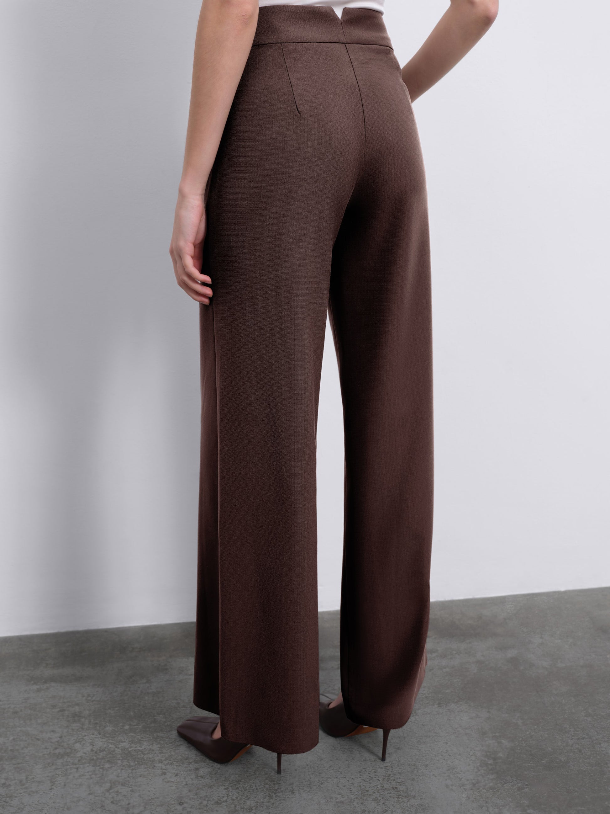 Oris Tailored Wide-Leg Trousers — Chocolate