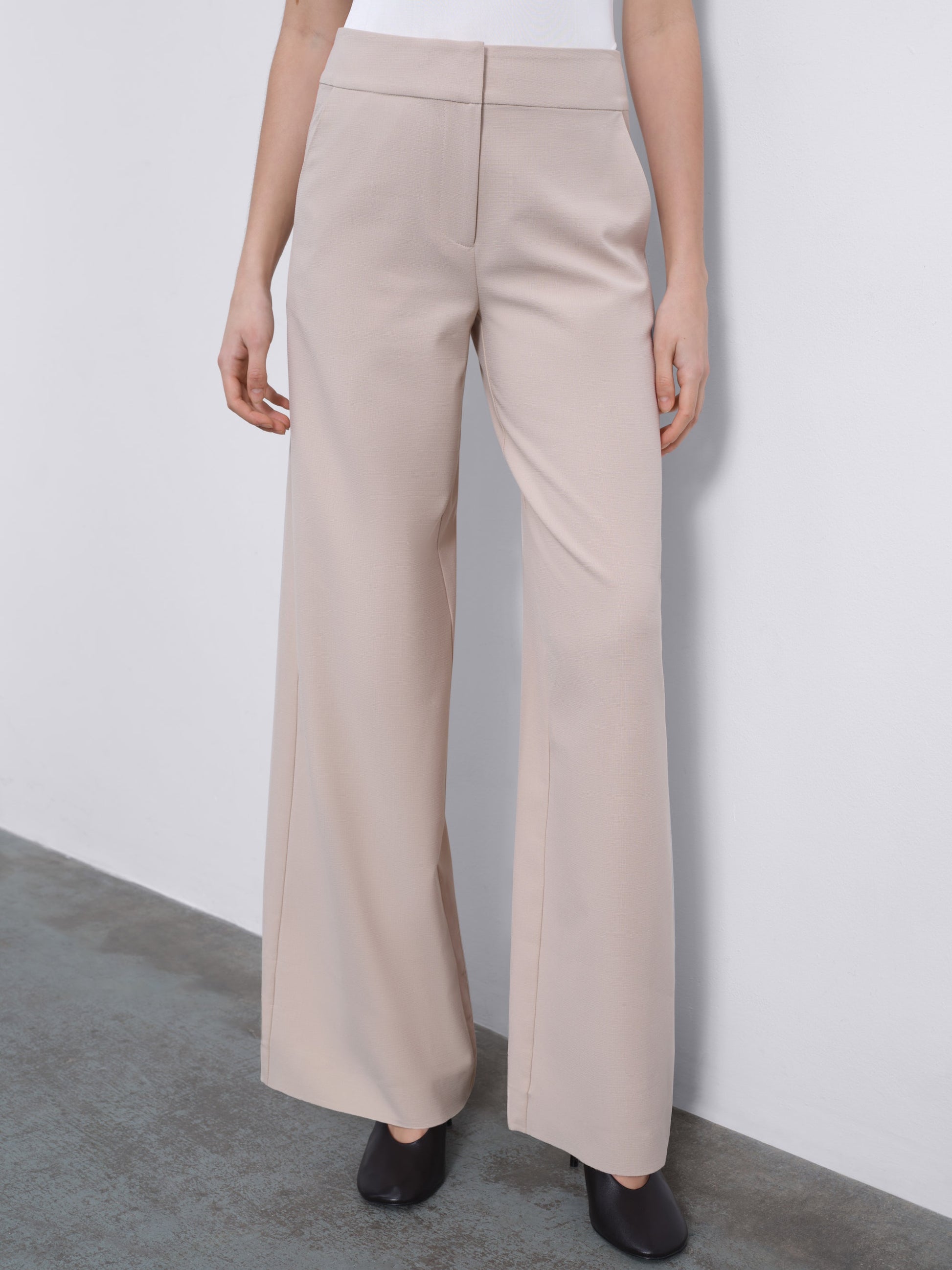 Oris Tailored Wide-Leg Trousers — Warm Beige