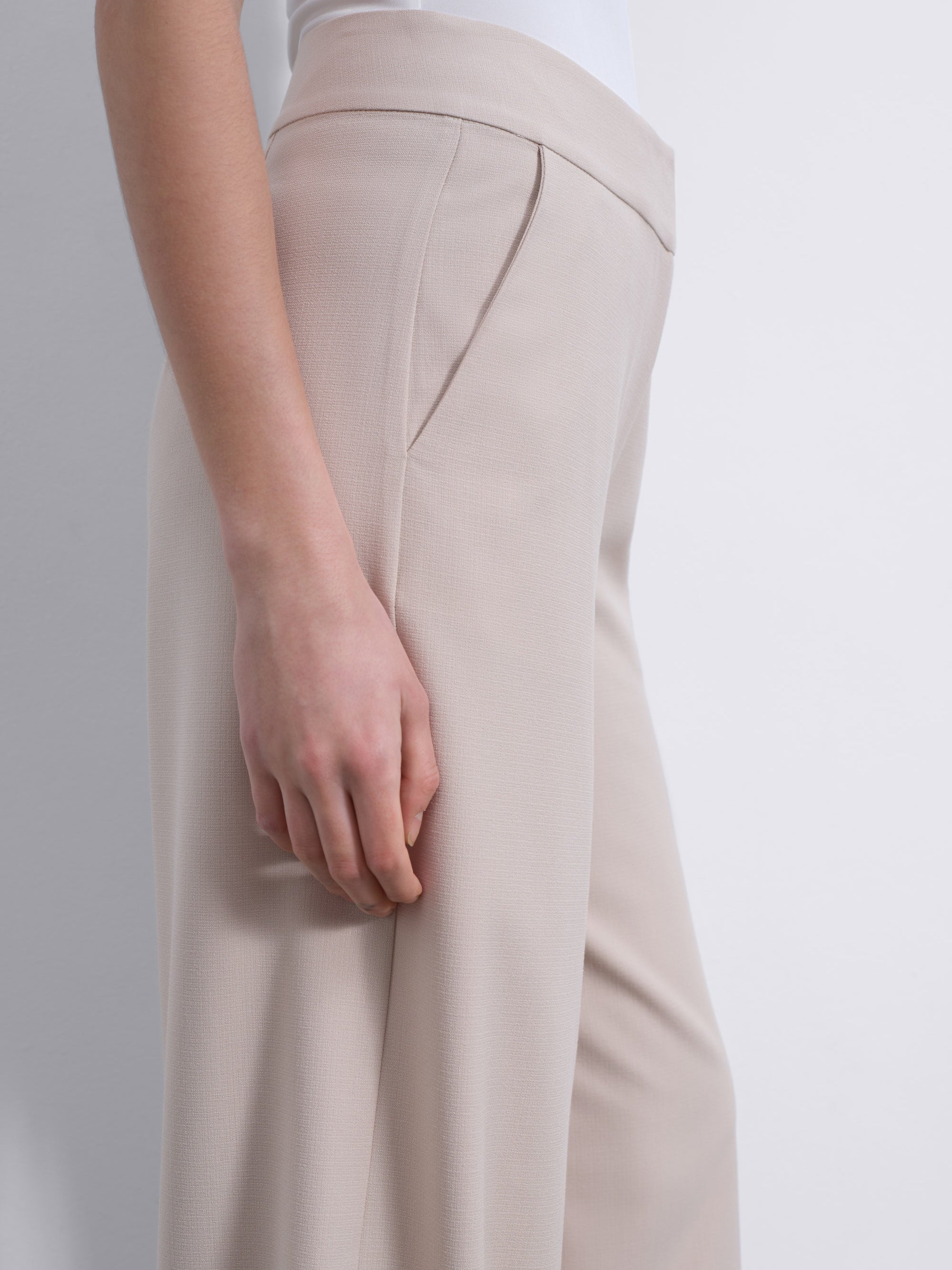 Oris Tailored Wide-Leg Trousers — Warm Beige