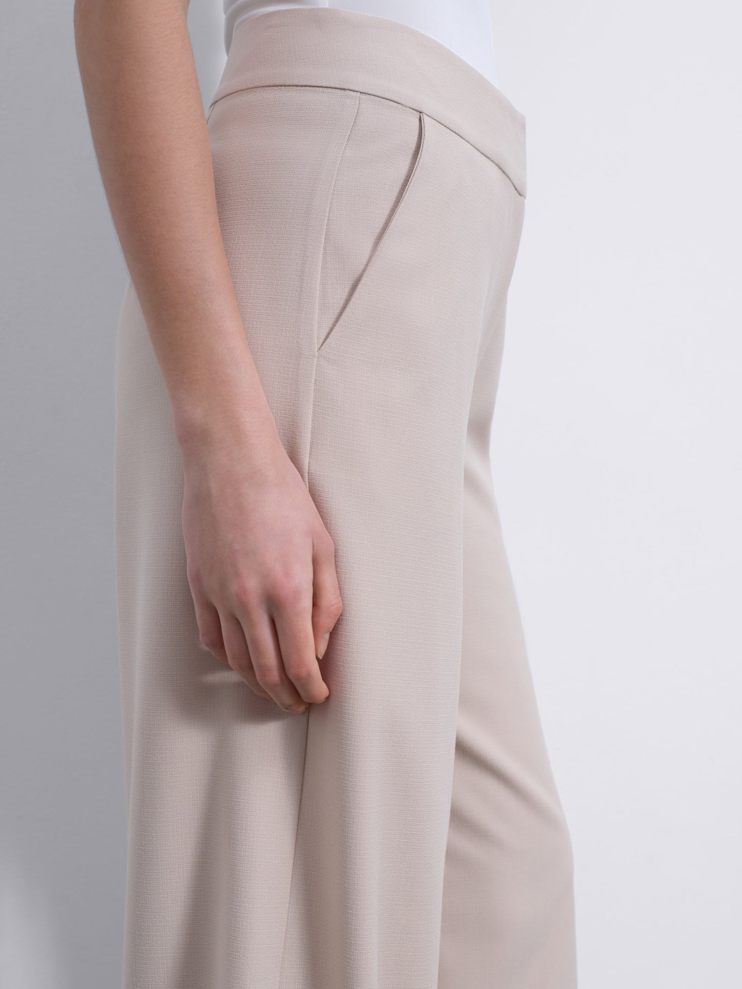 Oris Tailored Wide-Leg Trousers — Warm Beige