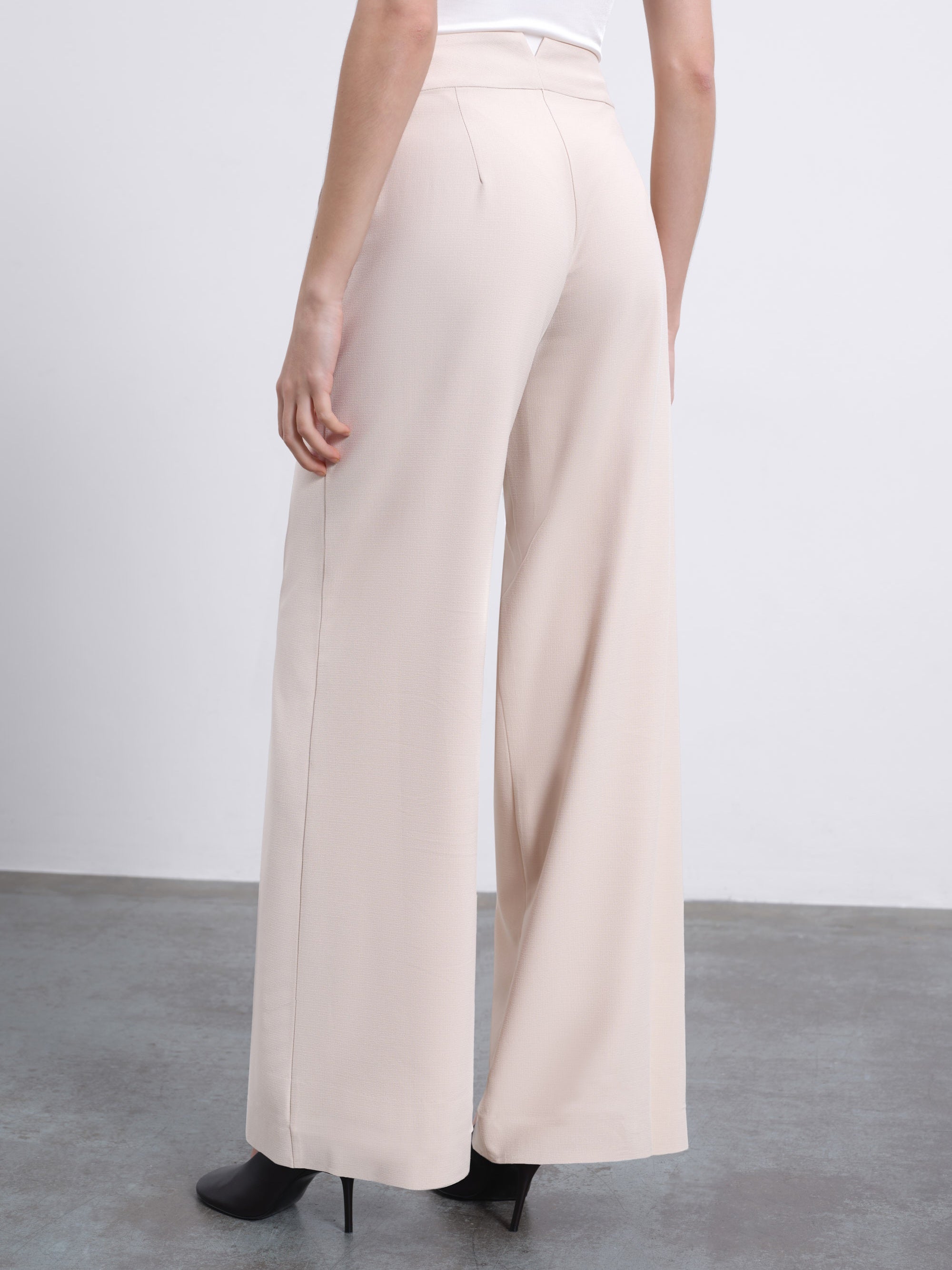 Oris Tailored Wide-Leg Trousers — Warm Beige
