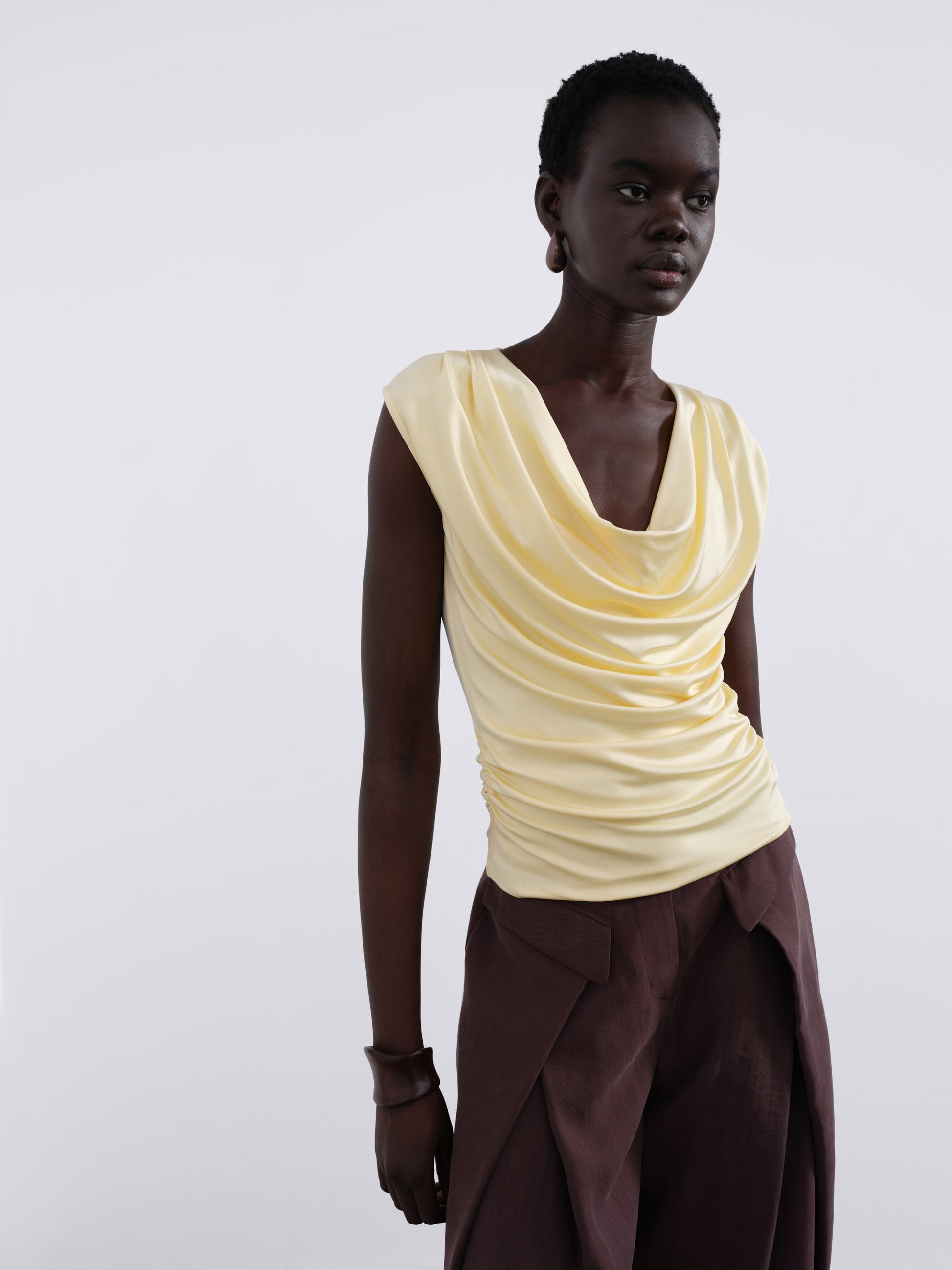 Ylune Liquid Drape Sleeveless Top — Butter Yellow