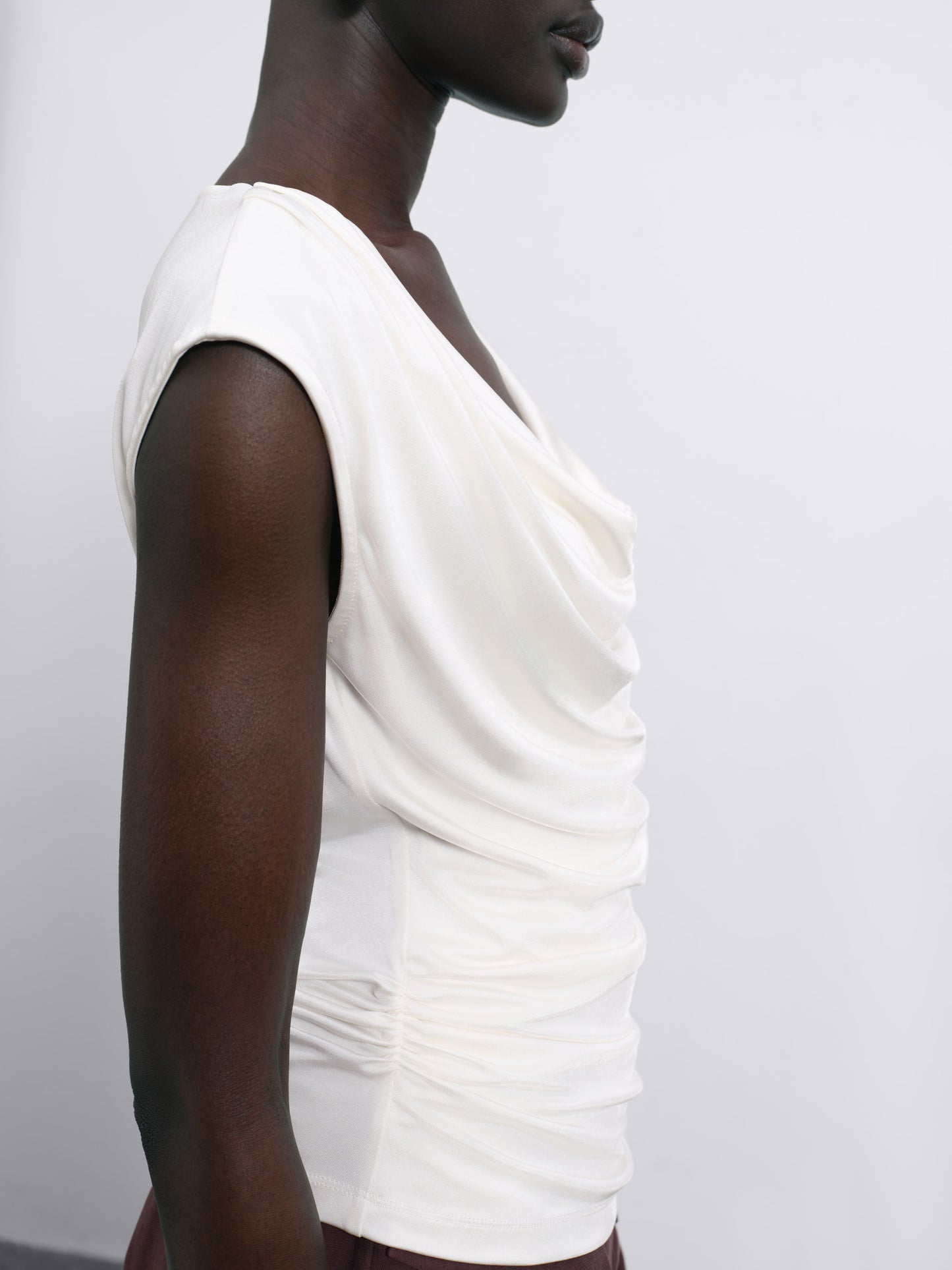 Ylune Liquid Drape Sleeveless Top — Soft Ivory