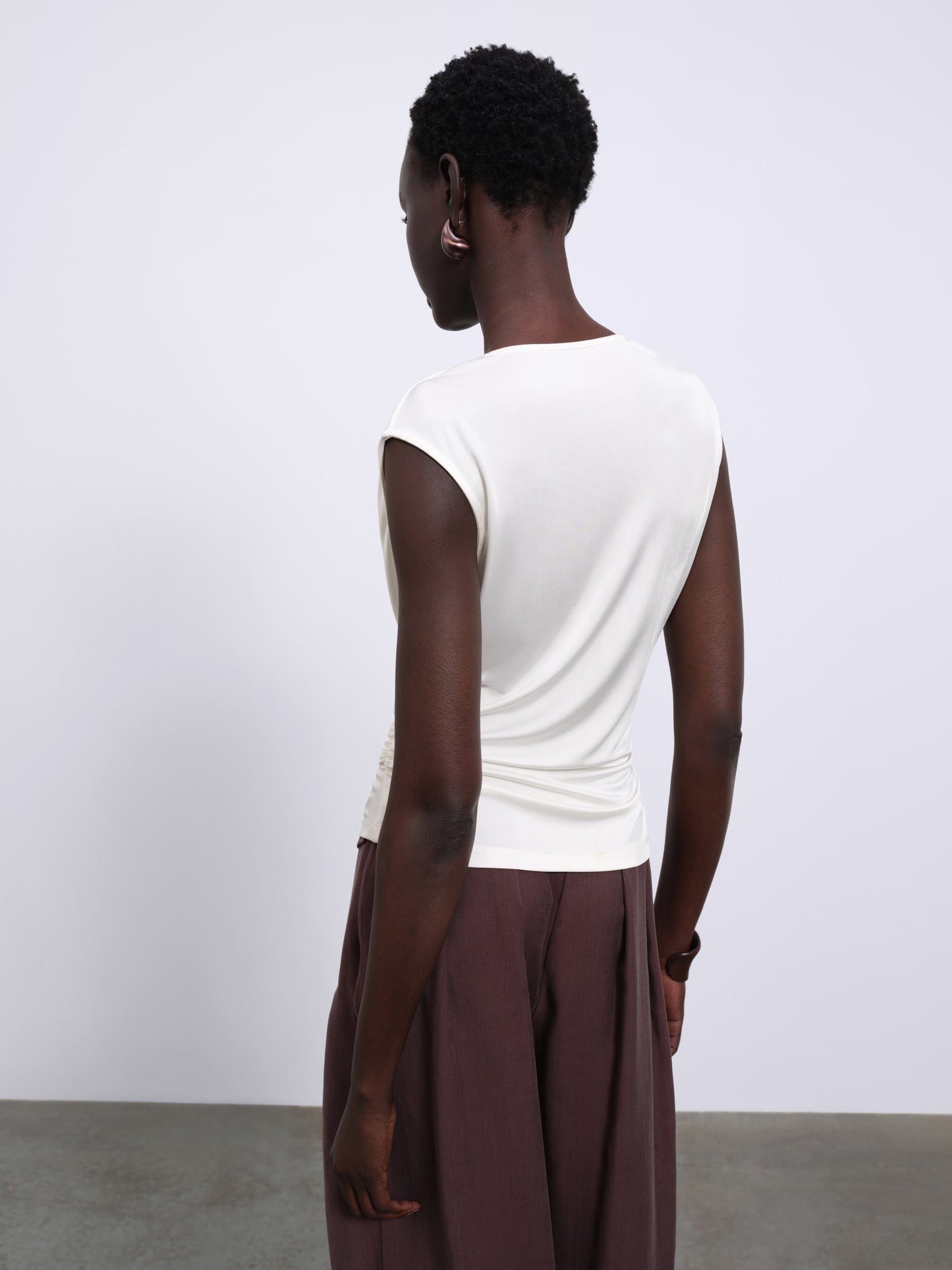 Ylune Liquid Drape Sleeveless Top — Soft Ivory