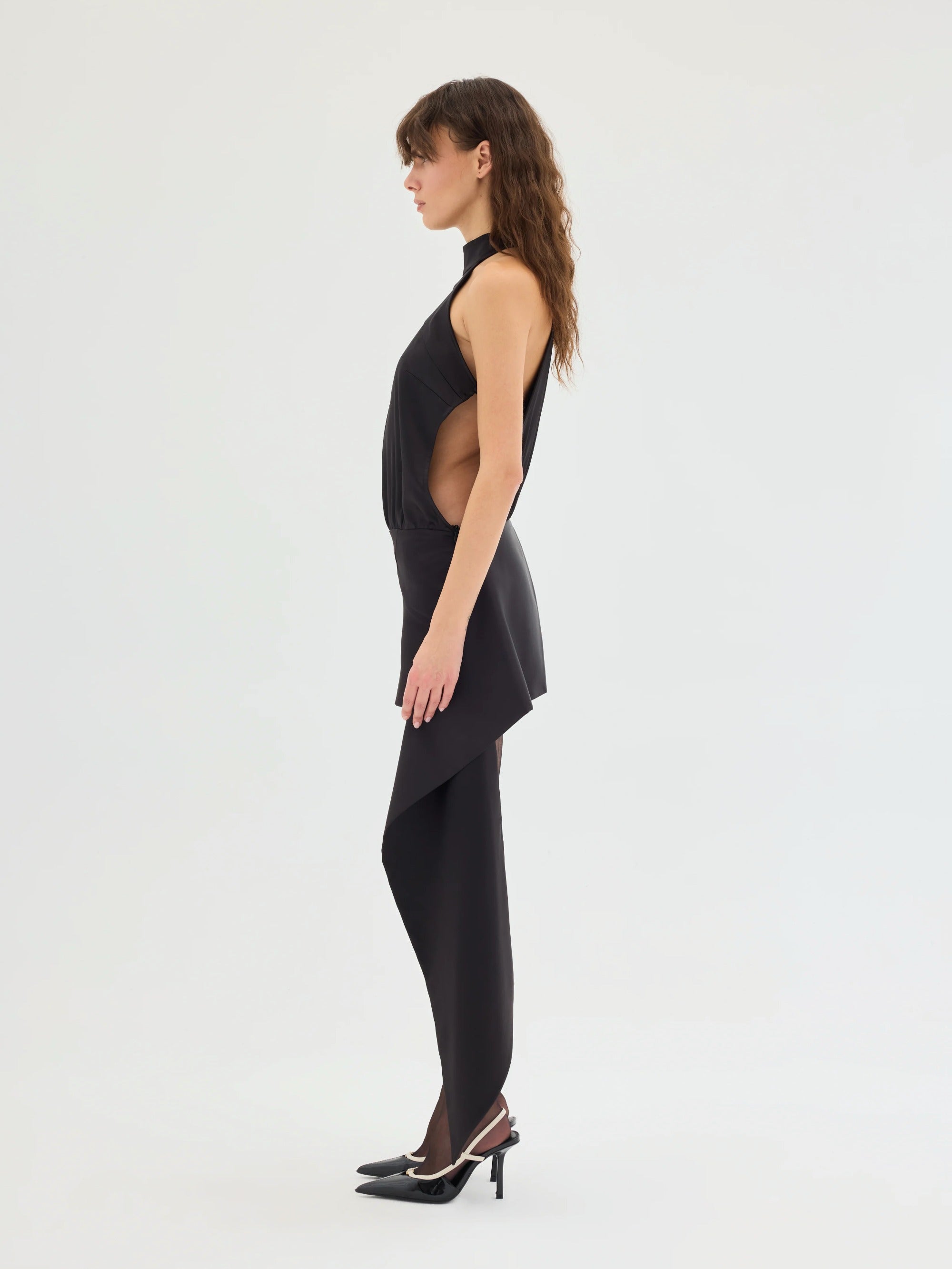 Zélia Asymmetric Satin Mini Dress
